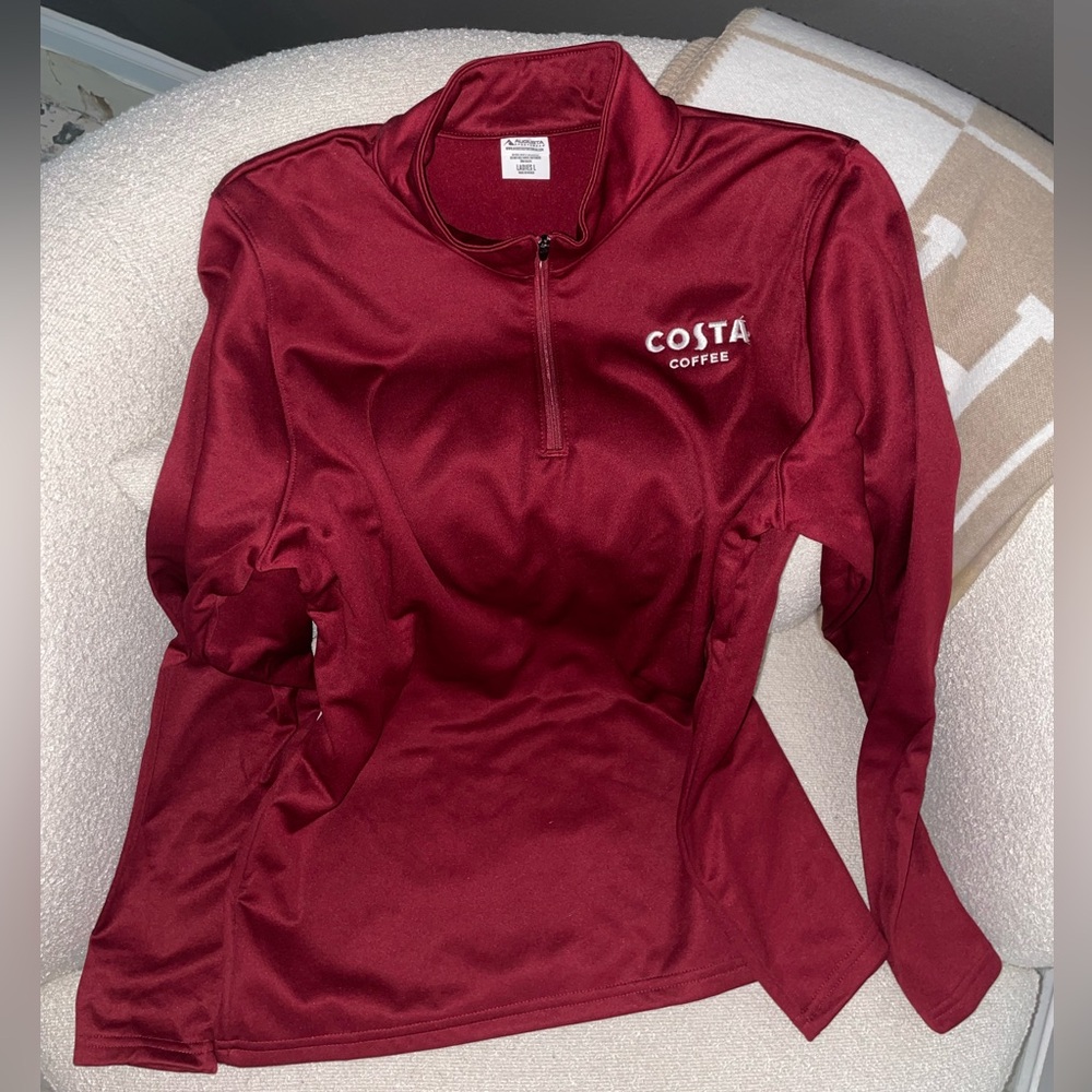 Starbucks Costa Coffee‎ Burgundy Pullover Sweater Fleece Lining